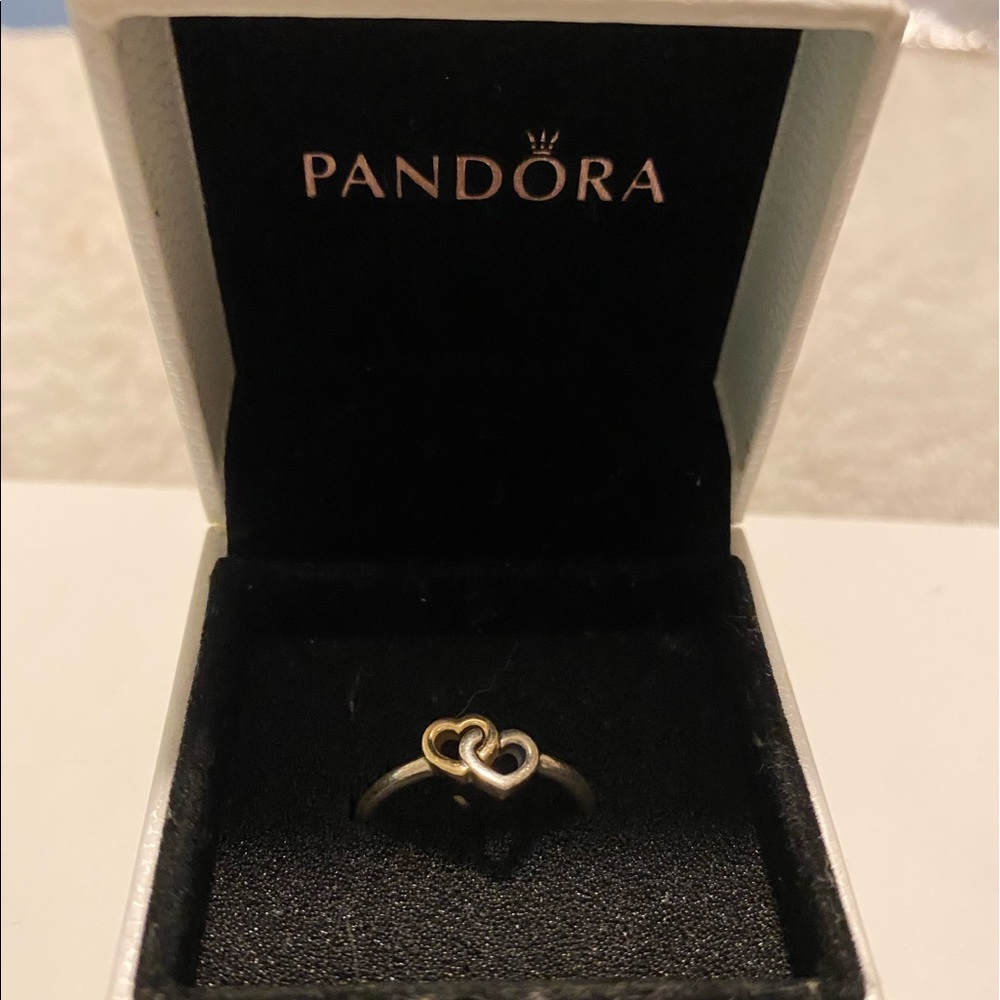 pandora gold& silver heart to heart ring